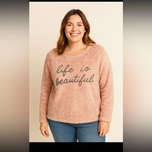 Women's Pink Crew Neck Sweater